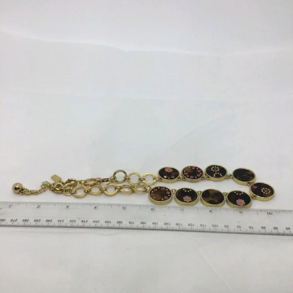 Kate Spade New York Tortoise Shell & Rhinestone Disc Necklace NWOT - Picture 4 of 5
